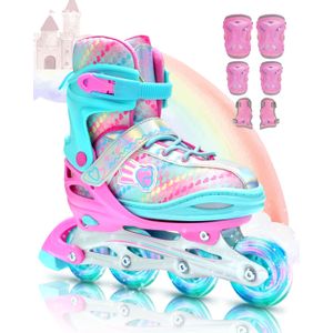 Patines para niñas: Sportneer Patines en línea Patines en línea 4 tamaños ajustables con luz para
