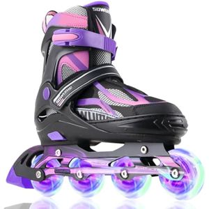 Sowume Adjustable Inline Skates for Girls and Boys, Roller Skates with All Light Up Wheels, Patines