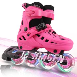 Patines en línea para mujeres y hombres, 4 tamaños ajustables con ruedas de luz completa, carcasa