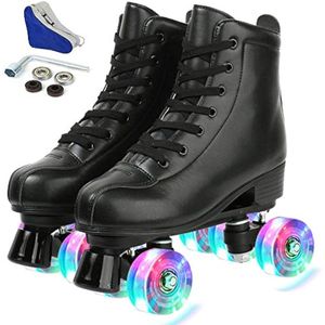 YYW Patines de ruedas para mujeres y hombres, de piel sintética de alta calidad, patines clásicos de