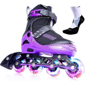 Patines en línea ajustables para niños y adultos con ruedas de luz completa, al aire libre patines
