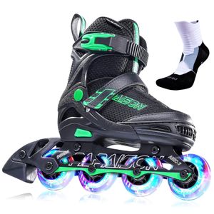 Patines en línea ajustables para niños y adultos con ruedas de luz completa, al aire libre patines