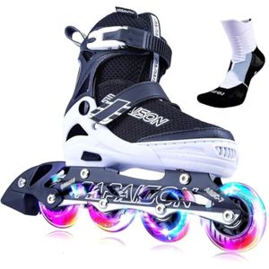 Patines en línea ajustables para niños y adultos con ruedas de luz completa, al aire libre patines