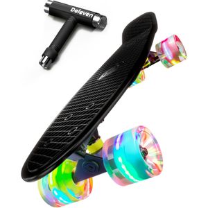 Deleven - Patineta de 22 pulgadas para niños con ruedas LED brillantes, juego completo de regalo con