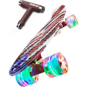 Deleven - Patineta de 22 pulgadas para niños con ruedas LED brillantes, juego completo de regalo con