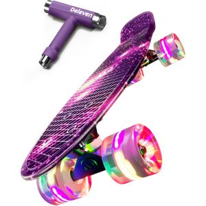 Deleven - Patineta de 22 pulgadas para niños con ruedas LED brillantes, juego completo de regalo con