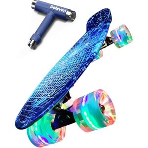 Deleven - Patineta de 22 pulgadas para niños con ruedas LED brillantes, juego completo de regalo con