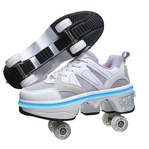 KOFUBOKE Zapatos de patinaje unisex para adultos y niños, con ruedas invisibles, 2 en 1, polea