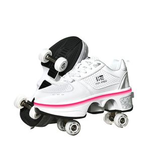KOFUBOKE Zapatos de patinaje unisex para adultos y niños, con ruedas invisibles, 2 en 1, polea