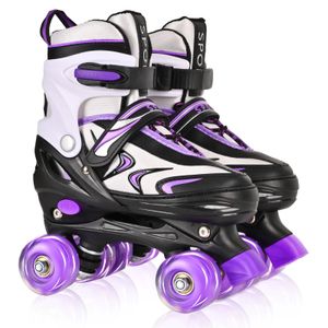 ZHUKAIKJ Patines para niños y niñas, patines ajustables para niños pequeños, 4 tamaños con ruedas