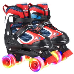 Nattork - Patines de ruedas para niños y niñas, 4 tamaños ajustables con ruedas iluminadas, patines