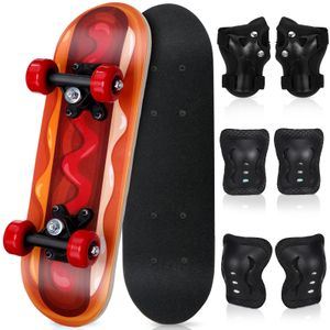 Honoson Juego de 7 piezas de monopatín para niños pequeños, rodilleras, coderas, muñequeras