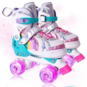 Patines de ruedas para niñas de 3 a 12 años | Patines arcoíris para niños de 3 a 5 años | 4 tamaños