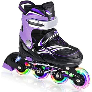 JeeFree 4 Size Adjustable Inline Skate for Kids,Children's Inline Skates with Light Up Wheel,Outdoor