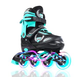 Patines en línea para niños, patines ajustables con 4 ruedas de poliuretano iluminadoras,Patines
