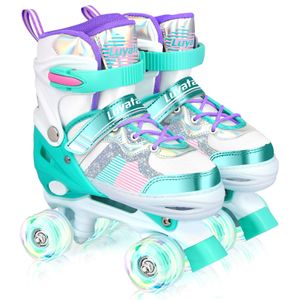 Luyata Patines de ruedas ajustables para niñas y niños, tamaño 4 de 6 a 12 y 3 a 5 años, patines de