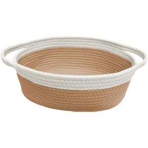 GiftExpress Cesta tejida de doble color blanco y marrón