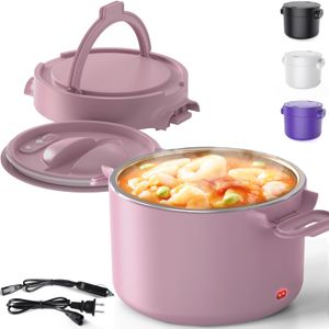 Electric Lunch Box for Adults,100W Heated Lunch Box 12/24/110V Lunch Warmer Leakproof,33Oz Portable