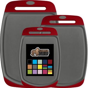 The Original Gorilla Grip - Juego de 3 tablas de cortar de cocina 100% libre de BPA, reversible,