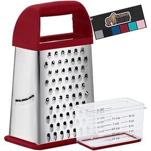 Gorilla Grip Rallador de queso de acero inoxidable de 4 lados 100% libre de BPA, rallador de caja XL