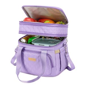 AIJIEKE Bolsa de almuerzo para hombres y mujeres, lonchera grande con doble compartimento, bolsa de