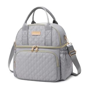 AIJIEKE Bolsa de almuerzo para hombres y mujeres, lonchera de doble compartimento, bolsas de