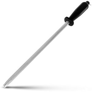 Cuchillo negro profesional del acero de carbono que afila el acero, negro 12 pulgadas