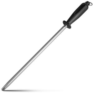 Cuchillo negro profesional del acero de carbono que afila el acero, negro 12 pulgadas
