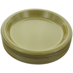 Amcrate Platos desechables de plástico negros, platos llanos de plástico de 10.4 pulgadas, platos