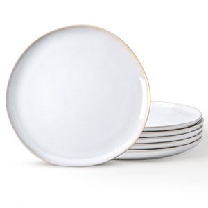 AmorArc Juego de 4 platos de cerámica hechos a mano de 8.5 pulgadas para postre, ensalada,