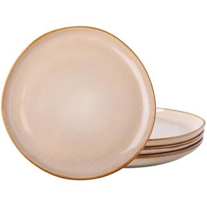 AmorArc Juego de 4 platos de cerámica hechos a mano de 8.5 pulgadas para postre, ensalada,