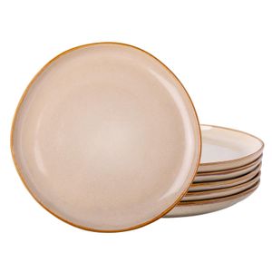 AmorArc Juego de 4 platos de cerámica hechos a mano de 8.5 pulgadas para postre, ensalada,