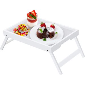Artmeer Bandeja de cama con patas plegables, desayuno de bambú en la cama para mesa de TV, bandeja