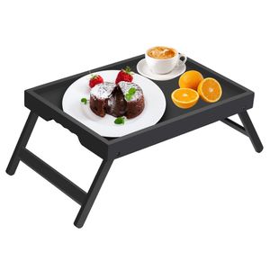Artmeer Bandeja de cama con patas plegables, desayuno de bambú en la cama para mesa de TV, bandeja