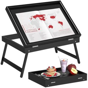 Artmeer Bandeja de cama para desayuno, bandeja de comida con patas plegables, bandeja de servir para