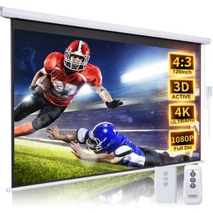 Pantalla de proyector motorizada desplegable de 100 pulgadas, pantalla de proyector automático HD