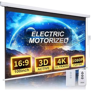 Pantalla de proyector motorizada desplegable de 100 pulgadas, pantalla de proyector automático HD