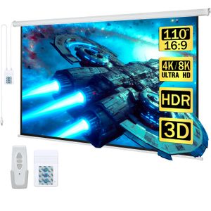 Kayle Pantalla de proyector motorizada de 120 pulgadas, proyección automática diagonal eléctrica,