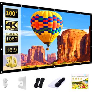 Pantalla de proyección de video de 150 pulgadas, pantalla de proyector lavable 4K de 16:9 HD