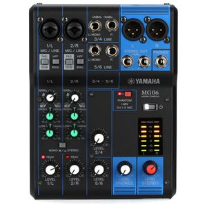 YAMAHA Mezclador estéreo compacto de 6 entradas MG06X con efectos