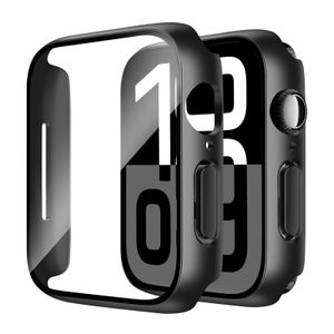 Smiling - Paquete de 2 fundas protectoras de pantalla de vidrio templado integradas compatibles con