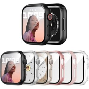 Paquete de 6 fundas con protector de pantalla de vidrio templado para Apple Watch Series 9/8/7 de