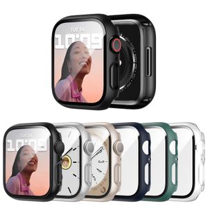Paquete de 6 fundas con protector de pantalla de vidrio templado para Apple Watch Series 9/8/7 de