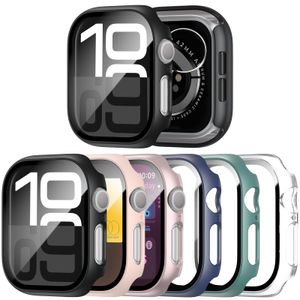 Paquete de 6 fundas con protector de pantalla de vidrio templado para Apple Watch Series 9/8/7 de