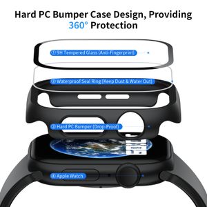 Paquete de 6 fundas con protector de pantalla de vidrio templado para Apple Watch Series 9/8/7 de