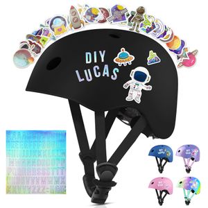 Vvinca Casco de bicicleta para niños pequeños de 1-2-3-4-5-6-7-8 años con calcomanías de bricolaje,