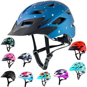 Casco de bicicleta para niños y jóvenes, ajustable, multideporte, ciclismo, scooter, luz LED, visera