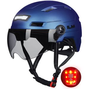 ILM Casco de bicicleta para adultos con luz LED recargable por USB, luz delantera y trasera, cascos