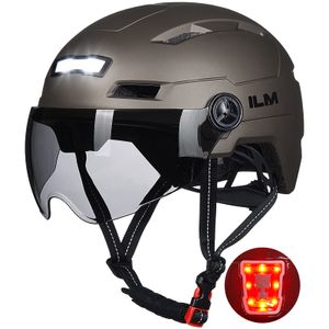 ILM Casco de bicicleta para adultos con luz LED recargable por USB, luz delantera y trasera, cascos