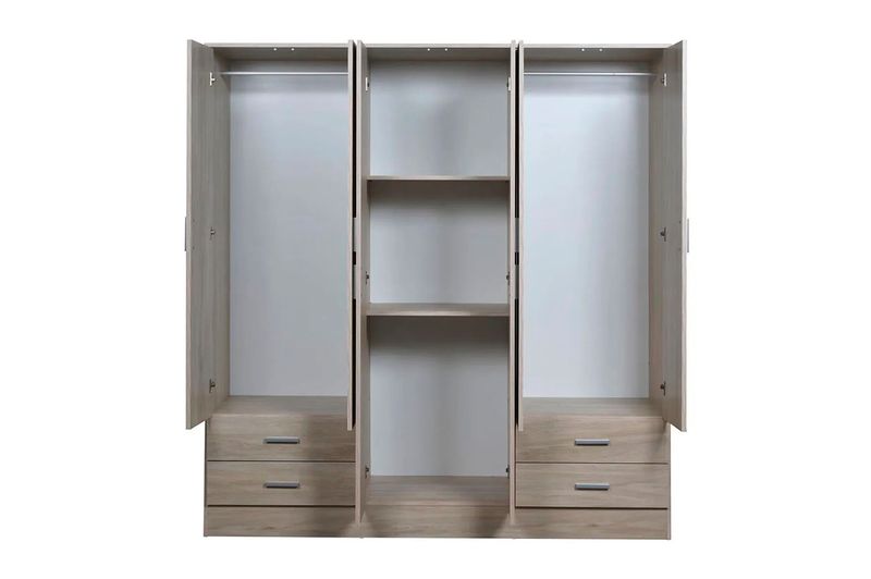 Placard Ricchezze Tana Eco 6 Ptas 4 Cajones Fresno Blanco